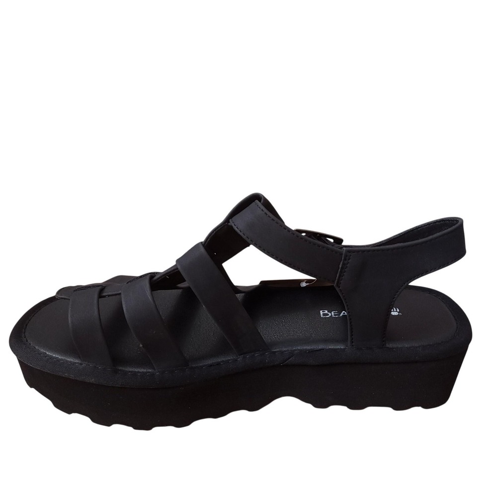 Bearpaw High Seas Fisherman Sandals‎ Womens 9.5 Black Wedge Platform Buckle NIB - Picture 2 of 8